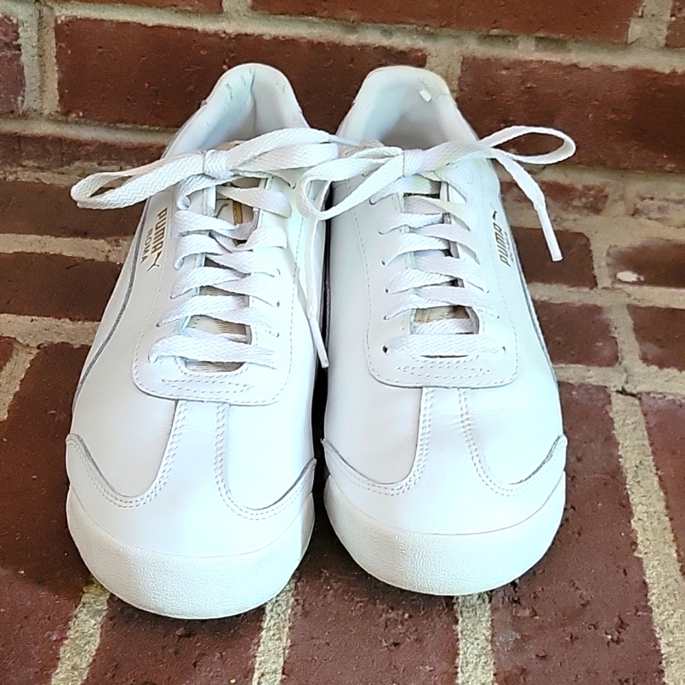 Puma white and gold shoes